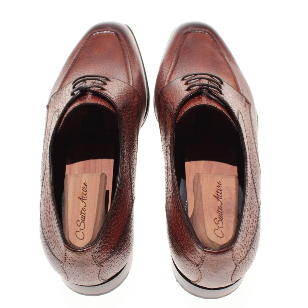 Di Bianco NWB Derby Dress Shoes Size 42.5 (US 9.5) in Brown Peccary Leather